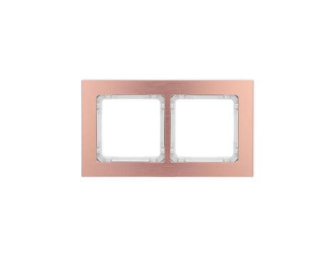 DECO Ramka uniwersalna podwójna - aluminium szczotkowane (ramka: kolor miedziany spód: biały) 9-0-DRA-2