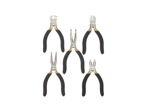Szczypce precyzyjne uniwersalne 115m, boczne 115mm, czołowe 115mm, wydłużone proste i odgięte 130mm (zestaw 5 szt.) 32D755