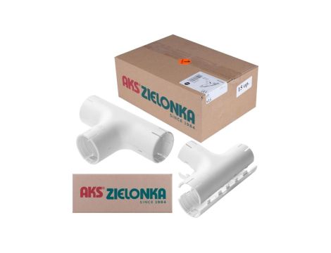 Łącznik składany trójnik LST 20 biały do rur sztywnych (RL i RLM) oraz karbowanych (RKGL i RKGS) AKS opakowanie 15szt