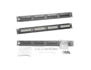 Patch panel RACK 19 kat.6 24p UTP 1U czarny