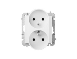 SANTRA gniazdo 2x2P+Z modułowe bez ramki podtynkowe biały 4143-10