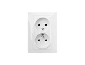 SANTRA gniazdo 2x2P+Z monolit z ramką podtynkowe biały 4135-00