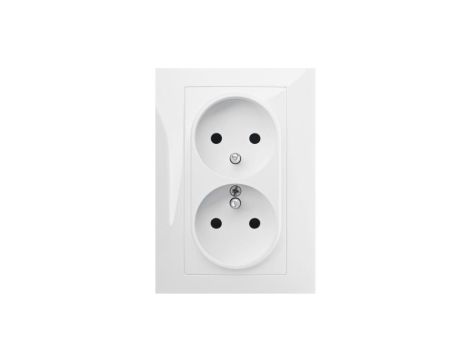 SANTRA gniazdo 2x2P+Z monolit z ramką podtynkowe biały 4135-00