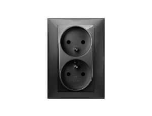 SANTRA gniazdo 2x2P+Z monolit z ramką podtynkowe czarny 4135-09