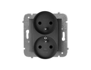 SANTRA gniazdo 2x2P+Z modułowe bez ramki podtynkowe czarny 4143-19