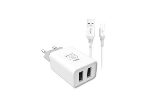 Ładowarka sieciowa 2x USB 5V 2.1A + kabel micro usb 1m VA0052micro Vayox