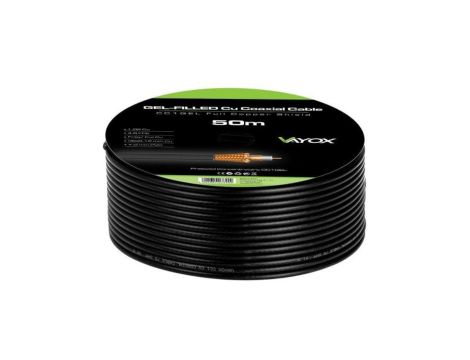 Przewód koncentryczny 1.02 Cu + 32x0.12mm Cu CC1-50GEL czarny Vayox 50m