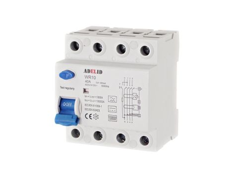 Wyłącznik różnicowoprądowy 4P 40A 300mA typ B 10kA WR10 40/4/300/B