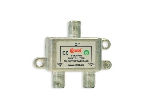 Rozgałęźnik sygnału splitter 5-2400Mhz 2 wyjścia power pass CORAB