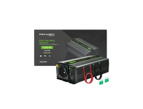 Qoltec Przetwornica napięcia Monolith 600W 1200W 12V na 230V Czysty Sinus