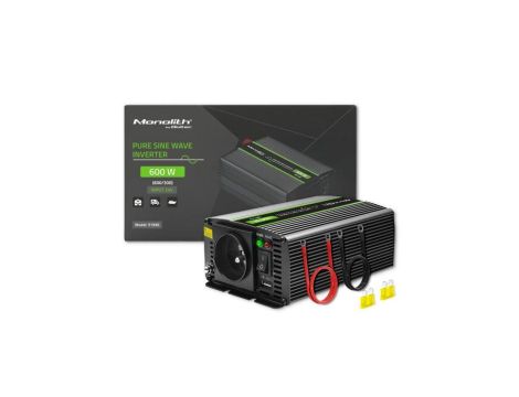Qoltec Przetwornica napięcia Monolith 300W 600W 24V na 230V Czysty Sinus
