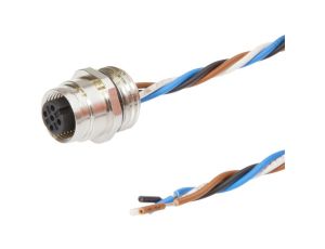 AV98A438, akcesoria, Gniazdo do zabudowy, kompletne, 250V, -25-90C, M12 4pin, IP68, Złącze śrubowe M16, Długość żył 0,5m