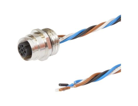 AV98A438, akcesoria, Gniazdo do zabudowy, kompletne, 250V, -25-90C, M12 4pin, IP68, Złącze śrubowe M16, Długość żył 0,5m