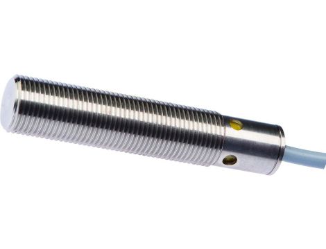 IC120155, czujnik indukcyjny, cała stal, M12x1 59long, płaski, Sn: 2, 7-35V DC, -25-130C, PNP NO, kabel 2m silikonowy, IP65