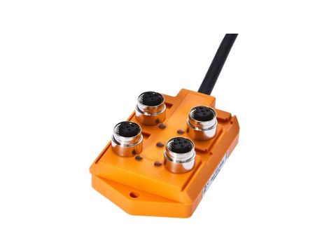 VK001001, rozdzielacz, 30x82x54mm, 10-30V DC, 4x M12, 4pin, IP67, TPU, Gniazdo czujnika/siłownika z przewodem uziemiającym, 12A