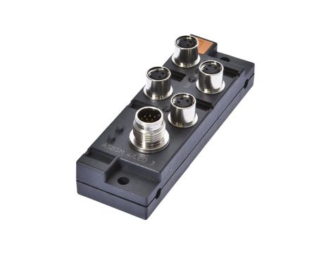 VK001021, rozdzielacz, 29x90x30mm, 10-30V DC, 4x M8 3pin, M12 12pin, IP67, PBT, 1.5A