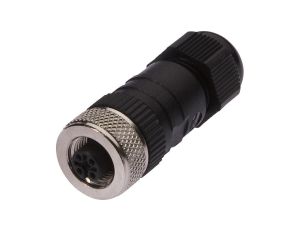 VK003C25, Gniazdo kablowe, proste, złącze śrubowe, Ø4-8mm, 4A, 60V, -25-90C, M12 żeńskie 5pin, IP67, PBT