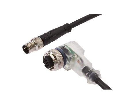 VK100F62, Kabel przyłączeniowy, 1m, M12 żeński 3pin kątowy, M8 męski 3pin prosty, 3x0,34mm, PUR, IP67