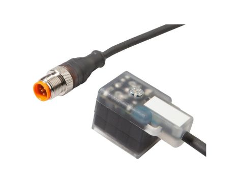 VK15C562, Kabel przyłączeniowy, 1,5m, Złącze zaworu typ B żeński 3pin kątowy, M12 męski 5pin prosty, 3x0,5mm, PUR