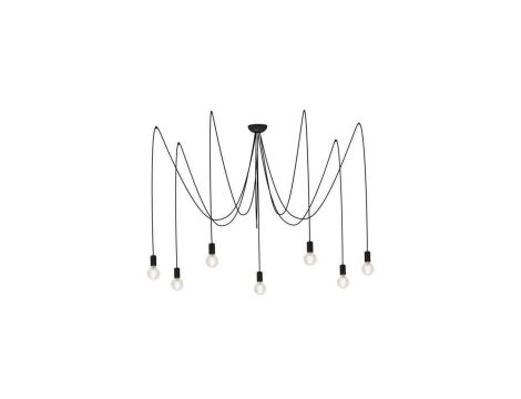 Nowodvorski lampa wisząca SPIDER E27 x 7 Przewód w oplocie Stal lakierowana Czarny ~220-230 V MAX: 7x60W
