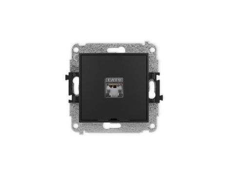 ICON Mechanizm gniazda komputerowego pojedynczego 1xRJ45, kat. 6, ekranowane, 8-styk, bez pola opisowego czarny mat 12IGKBO-5