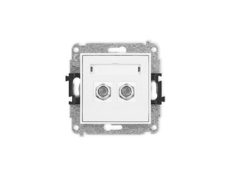 ICON Mechanizm gniazda antenowego podwójnego typu F (SAT) niklowany biały mat 25IGF-2