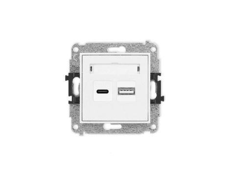 ICON Mechanizm ładowarki USB podwójnej USB C + USB A, 20W max. biały mat 25ICUSB-8