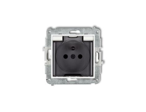 ICON Mechanizm gniazda bryzgoszczelnego z uziemieniem 2P+Z (klapka dymna, przesłony torów prądowych) biały mat 25IGPB-1zdp