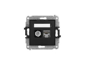 ICON Mechanizm gniazda antenowego poj. typu F (SAT) + gniazda komp. poj. 1xRJ45, kat. 6 ekranowane, 8-styk czarny mat 12IGFK-5