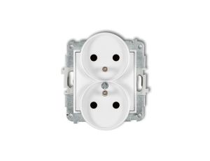 ICON Mechanizm gniazda podwójnego do ramki z uziemieniem 2x(2P+Z) (przesłony torów prądowych) biały IGPR-2zp