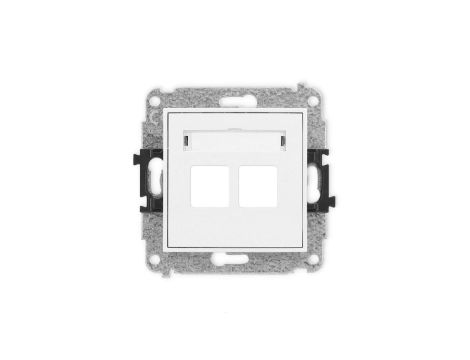 ICON Mechanizm gniazda multimedialnego podwójnego bez modułu (standard Keystone) biały IGM-2P