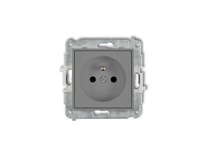 ICON Mechanizm gniazda pojedynczego z uziemieniem 2P+Z (przesłony torów prądowych) szary mat 27IGP-1zp