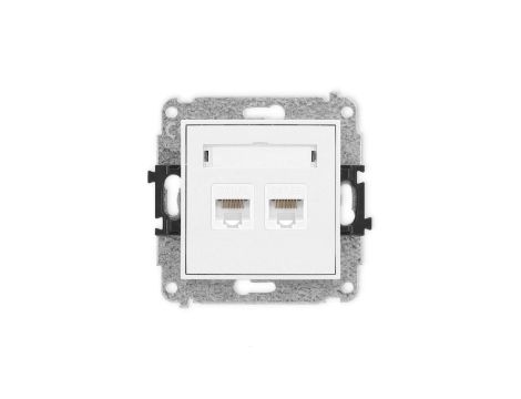 ICON Mechanizm gniazda komputerowego podwójnego 2xRJ45, kat. 5e, 8-stykowy biały mat 25IGK-2