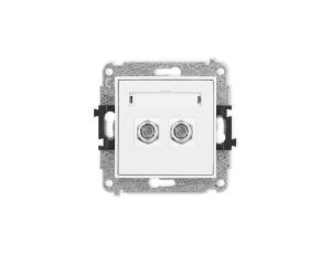 ICON Mechanizm gniazda antenowego podwójnego typu F (SAT) niklowany biały IGF-2