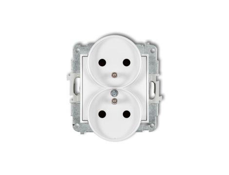 ICON Mechanizm gniazda podwójnego do ramki z uziemieniem 2x(2P+Z) (przesłony torów prądowych) biały mat 25IGPR-2zp