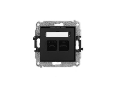 ICON Mechanizm ładowarki USB podwójnej 2xUSB C, 20W max. czarny mat 12ICUSB-7