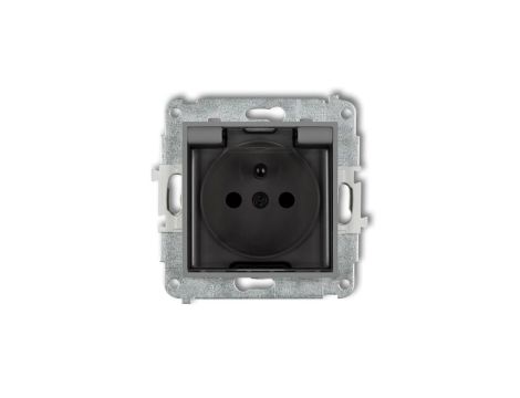 ICON Mechanizm gniazda bryzgoszczelnego z uziemieniem 2P+Z (klapka dymna, przesłony torów prądowych) szary mat 27IGPB-1zdp