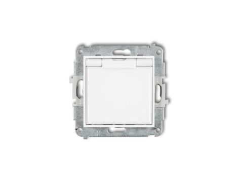 ICON Mechanizm gniazda bryzgoszczelnego z uziemieniem 2P+Z (klapka biała, przesłony torów prądowych) biały IGPB-1zp