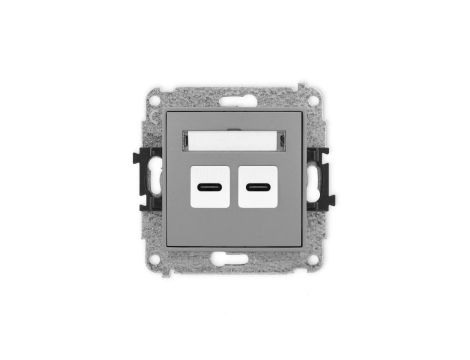 ICON Mechanizm ładowarki USB podwójnej 2xUSB C, 20W max. szary mat 27ICUSB-7