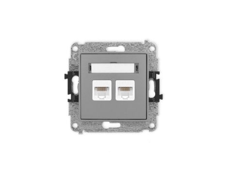 ICON Mechanizm gniazda komputerowego podwójnego 2xRJ45, kat. 5e, 8-stykowy szary mat 27IGK-2
