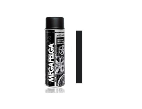 Farba do felg czarny satyna lakier akrylowy spray 500ml RAL 9005 MEGAFELGA CS