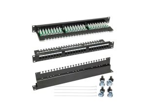 Patch panel RACK 19 kat.6 24p UTP z półką 1U czarny