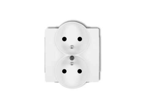 DECO Mechanizm gniazda podwójnego do ramki z uziemieniem 2x(2P+Z) (przesłony torów prądowych), biały mat 25DGPR-2zp