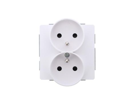 DECO Mechanizm gniazda podwójnego do ramki DECO Soft z uziemieniem 2x(2P+Z) (przesłony torów prądowych), biały mat 25DGPRSO-2zp