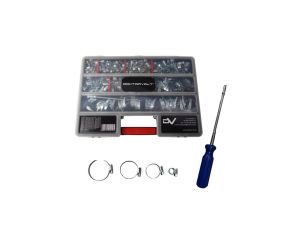 Duży zestaw obejm opasek ślimakowych z elastycznym kluczem GDC/S/W1 417 elem. 0195