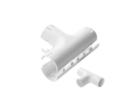 Łącznik składany trójnik LST 16 biały do rur sztywnych (RL i RLM) oraz karbowanych (RKGL i RKGS) AKS