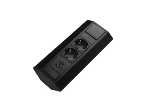 Gniazdo meblowe, blatowe 2x Schuko + 2x USB przedłużacz narożny 1,8m CORNER BOX