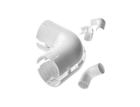 Łącznik składany kątowy LSK 25 biały do rur sztywnych (RL i RLM) oraz karbowanych (RKGL i RKGS) AKS