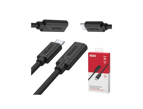 UNITEK Kabel USB 2.0 typ-C (wtyk / gniazdo) Quick Charge 2.0 czarny 1m