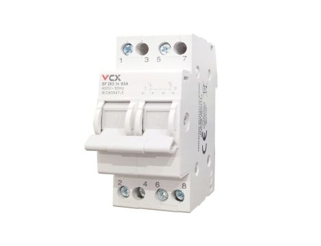 Przełącznik modułowy instalacyjny wyboru zasilania sieci 1-0-2 2P 63A SF463 VCX